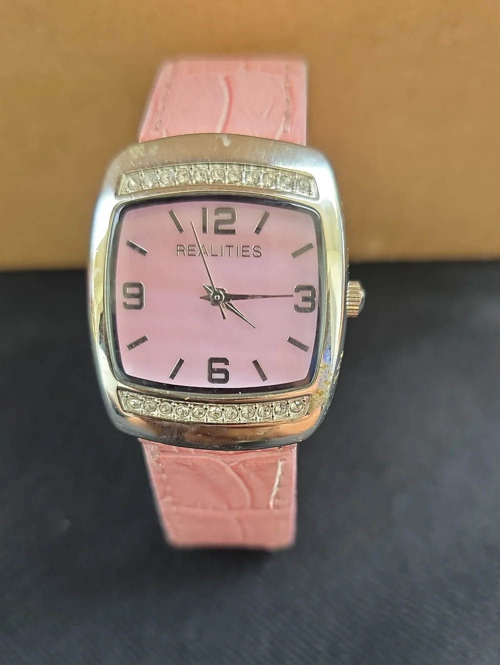 Liz Claiborne Pink Dial Watch with Pink Strap and Crystal Accents